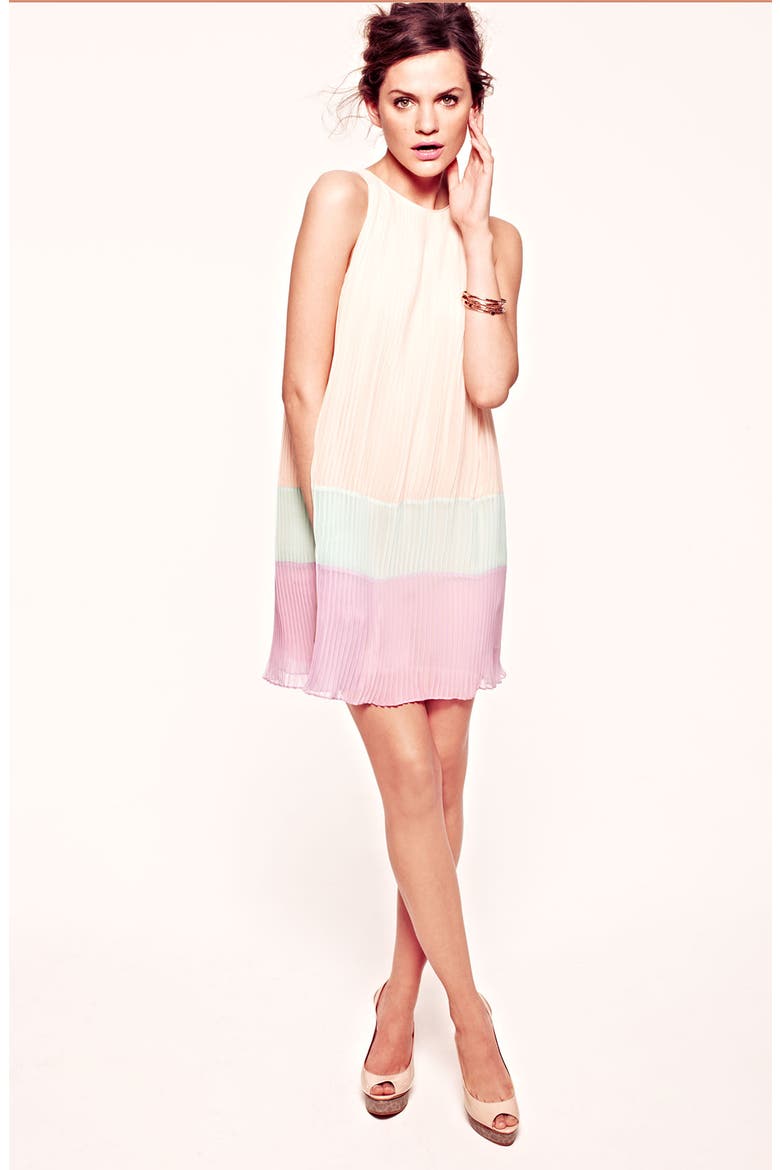 Pleated Colorblock Shift Dress, Alternate, color, SHERBERT/ SEAFOAM/ LILAC