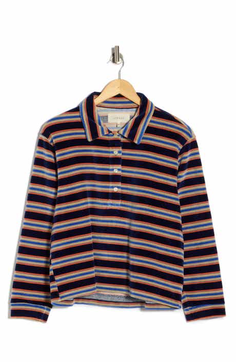 THE GREAT. The Velour Rugby Crop Sweatshirt