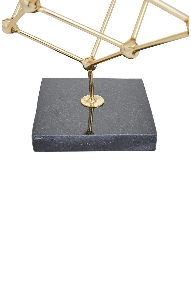 Goldtone Geometric Sculpture with Black Marble Base, Alternate, color, GOLD