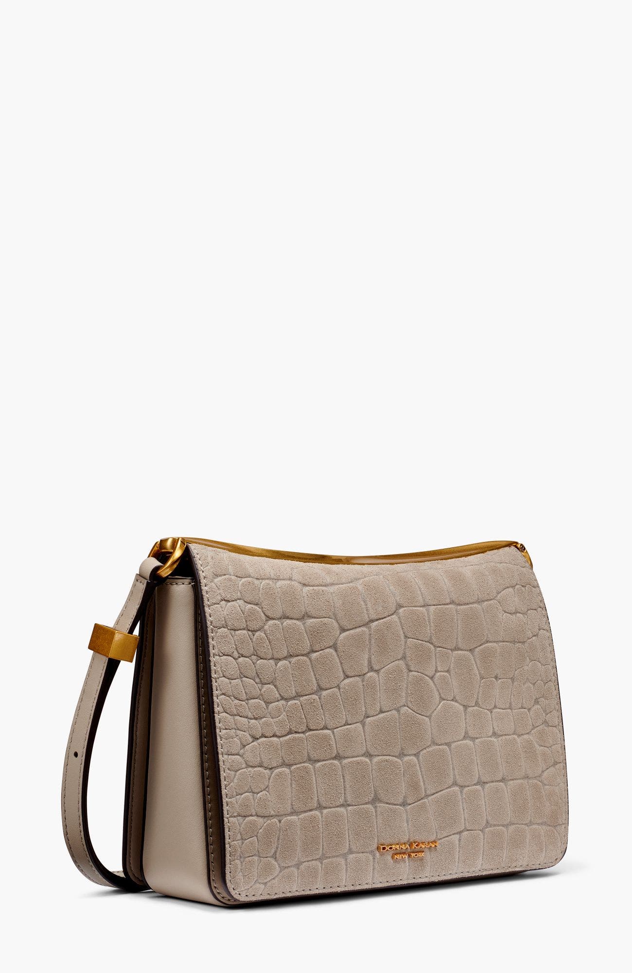Jericho Croc-Effect Suede Shoulder Bag, Alternate, color, Moth