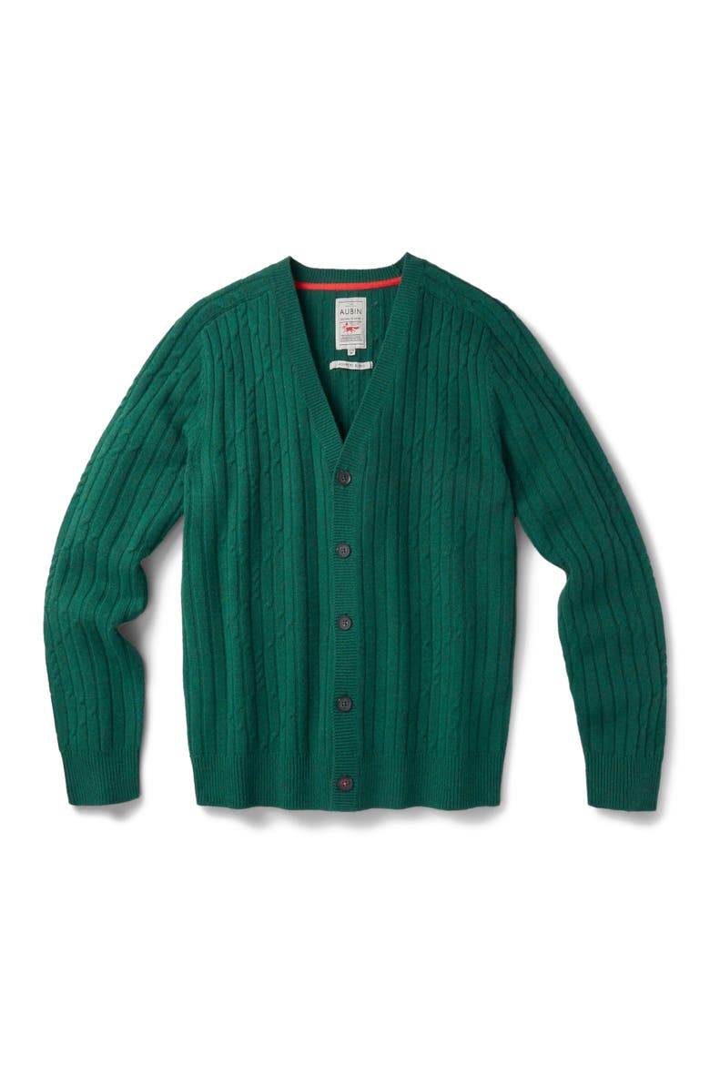 Leonard Wool Cable Sweater Cardigan, Alternate, color, Green