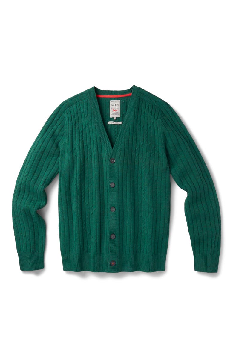Aubin Leonard Wool Cable Sweater Cardigan, Alternate, color, Green
