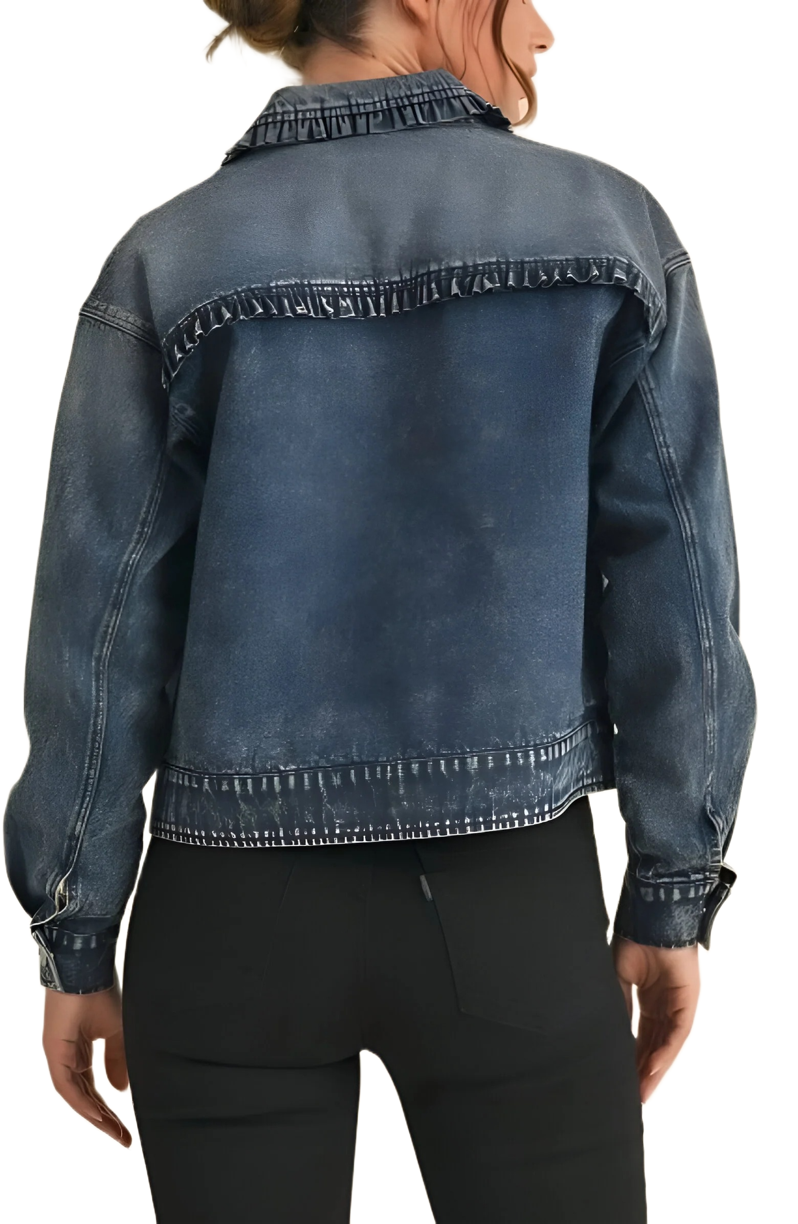 Cropped Zip-Front Denim Jacket - image 2