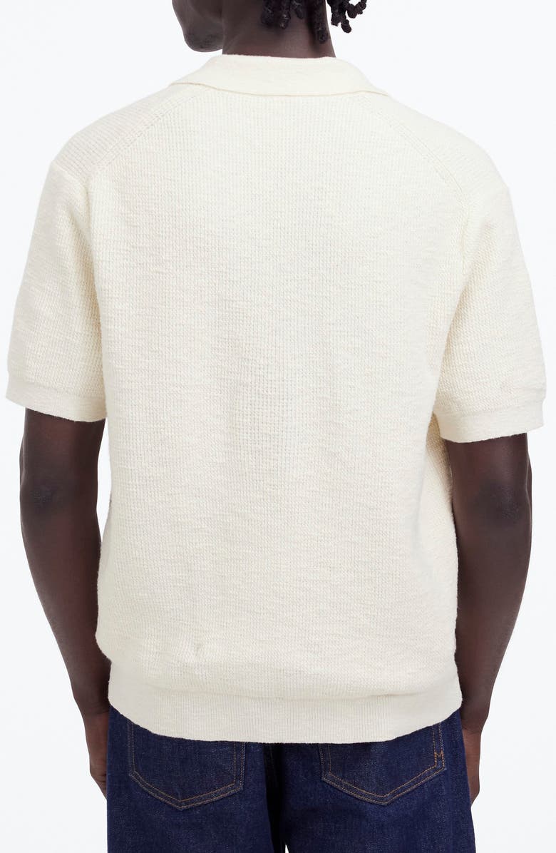 Madewell Johnny Collar Waffle Knit Polo, Alternate, color, Vintage Ivory