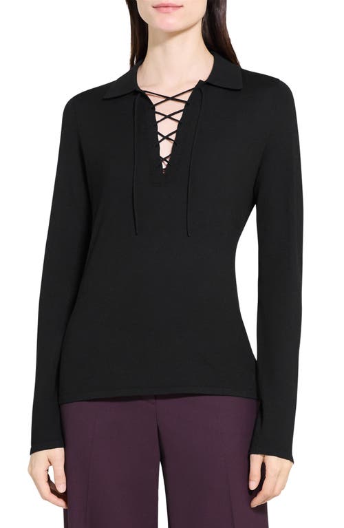 Theory Merino Wool Long Sleeve Top In Black