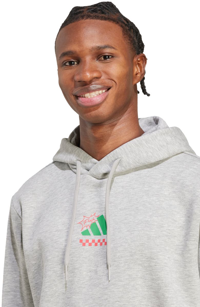 adidas Mini Pizza Graphic Hoodie, Alternate, color, Medium Grey Heather