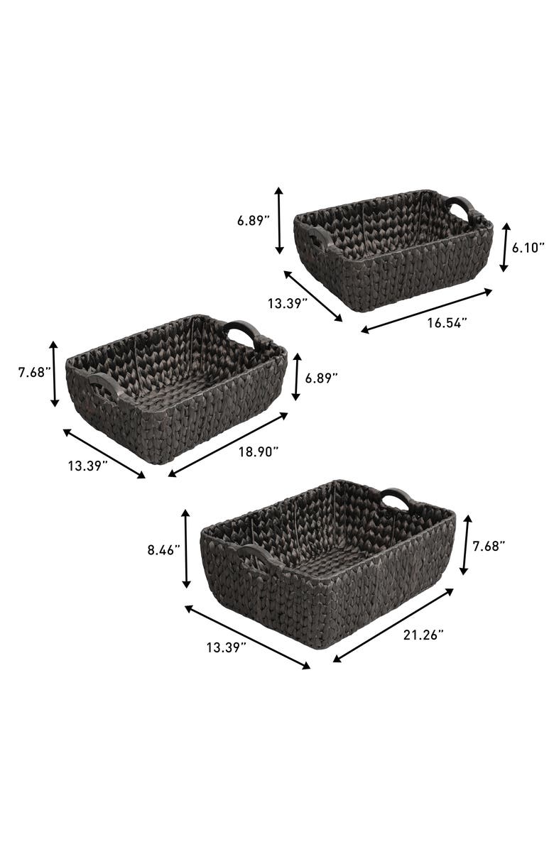 HAPPIMESS Astor Handwoven Water Hyacinth Nesting Storage Baskets with Wood Handles, Alternate, color, Black