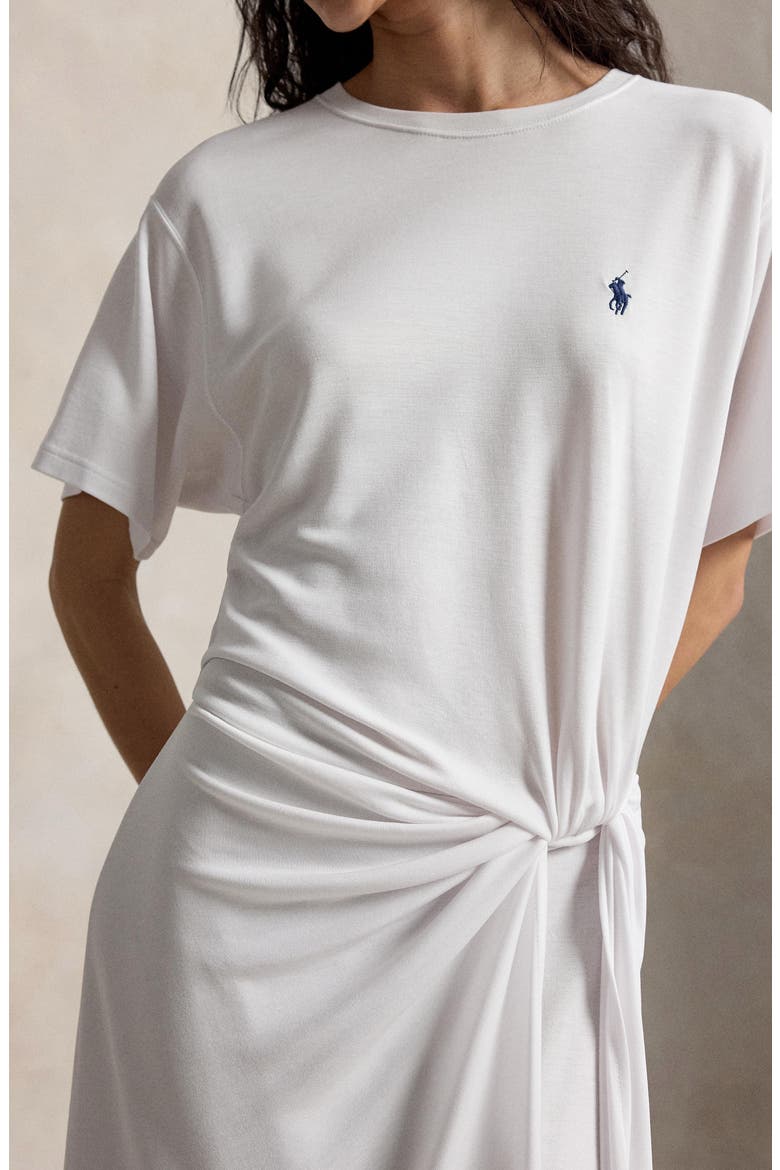 Logo Detail Side Twist T-Shirt Dress, Alternate, color, WHITE
