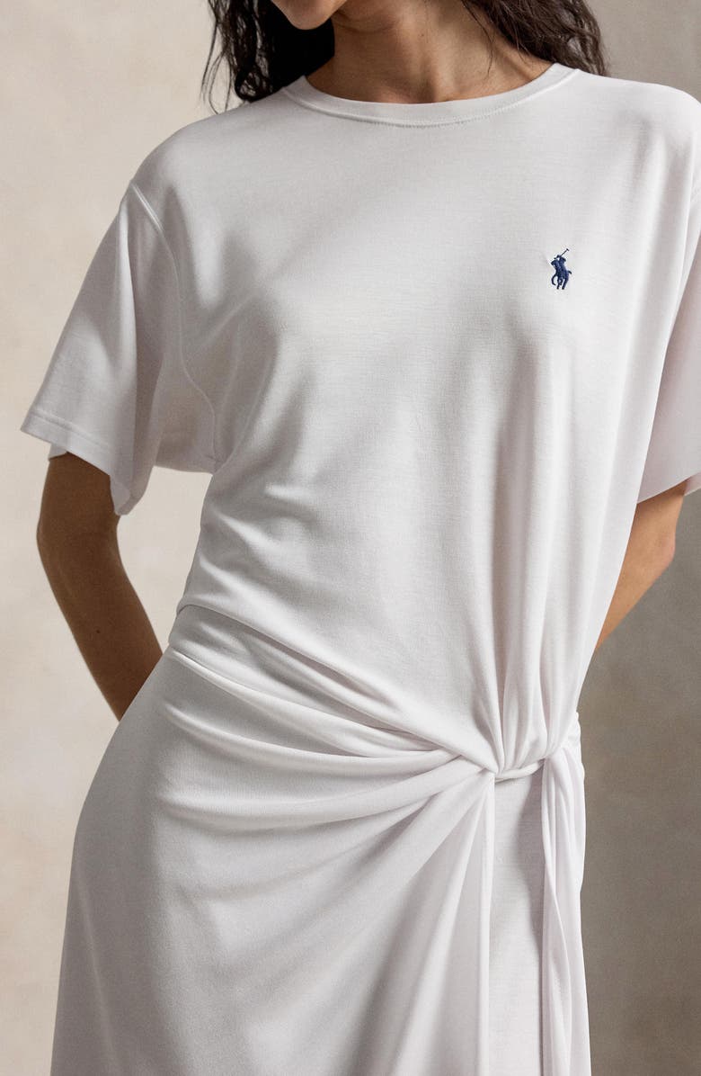 Polo Ralph Lauren Logo Detail Side Twist T-Shirt Dress, Alternate, color, White