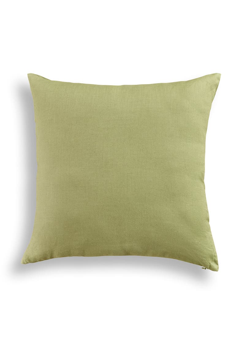 Linen Throw Pillow Cover with Invisible Zipper, 20 x 20 Inches - Montauk, Main, color, Moss Green