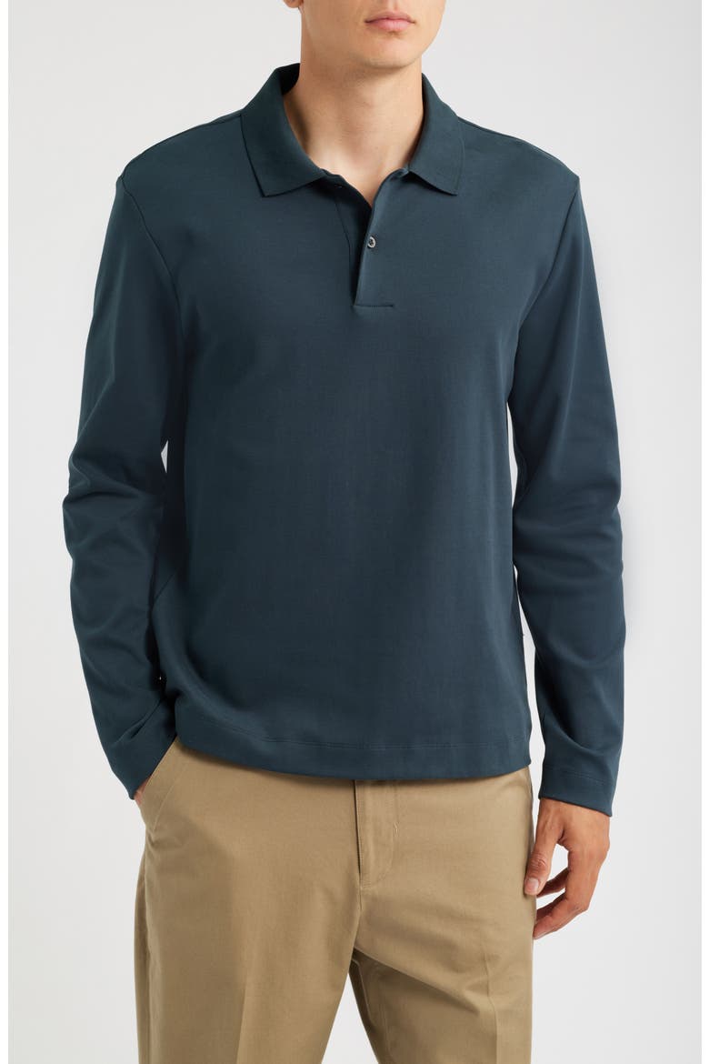 Long Sleeve Peached Cotton Jersey Polo, Main, color, COUNTRY RACER