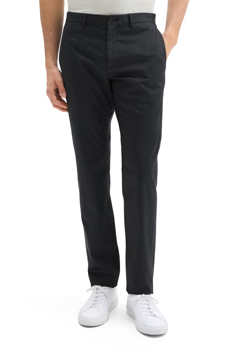 Zaine Hanson Stretch Cotton Blend Pants, Main, color, BLACK