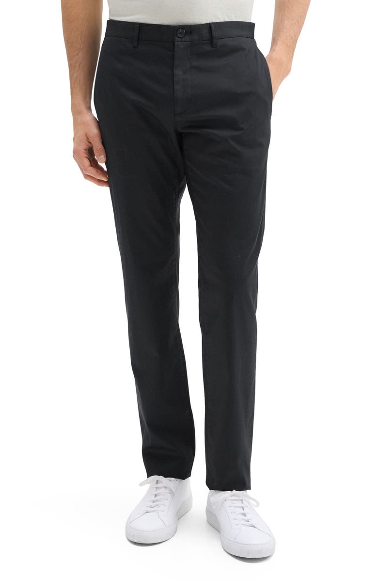 Theory Zaine Hanson Stretch Cotton Blend Pants, Main, color, Black