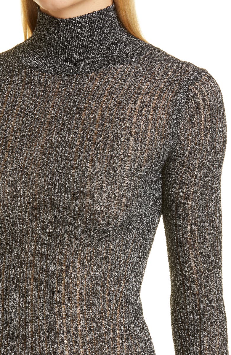 rag & bone Lexi Semisheer Cotton Blend Rib Turtleneck Top, Alternate, color,