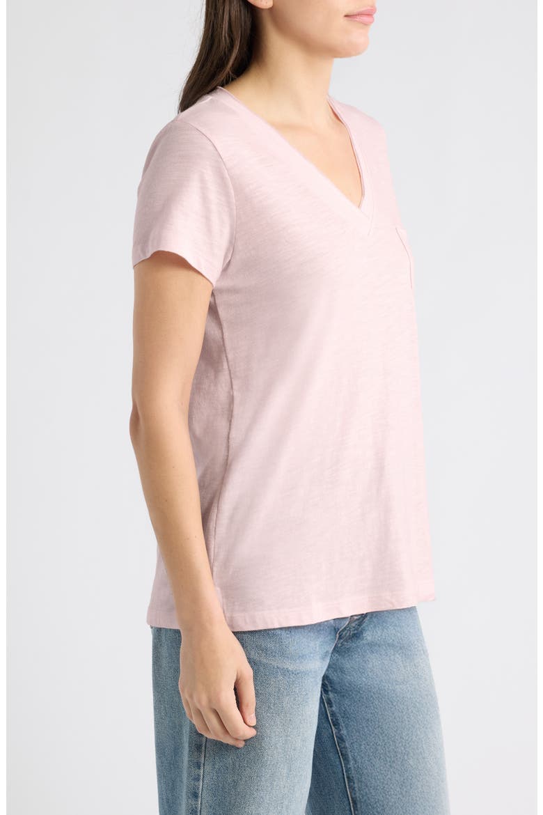 Cotton & Modal V-Neck T-Shirt, Alternate, color, PINK CAKE
