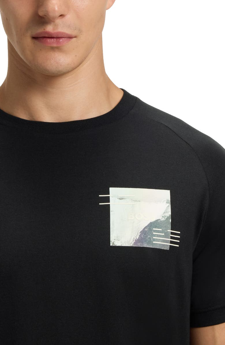 BOSS Stripe Zone Stretch Cotton Blend Graphic T-Shirt, Alternate, color, Black