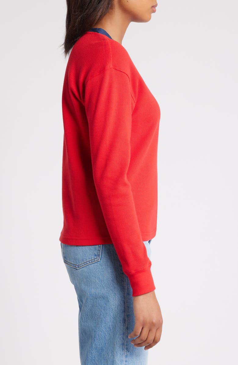 WEAR by Erin Andrews Women's WEAR by Erin Andrews Red Washington Capitals Waffle Henley Long Sleeve T-Shirt, Alternate, color,