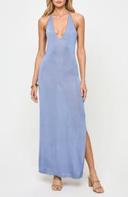 LSPACE Shine All Night Halter Cover-Up Halter Maxi Dress