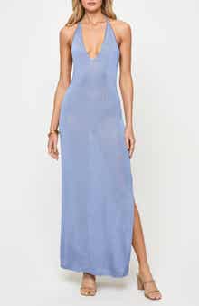 Shine All Night Halter Cover-Up Halter Maxi Dress