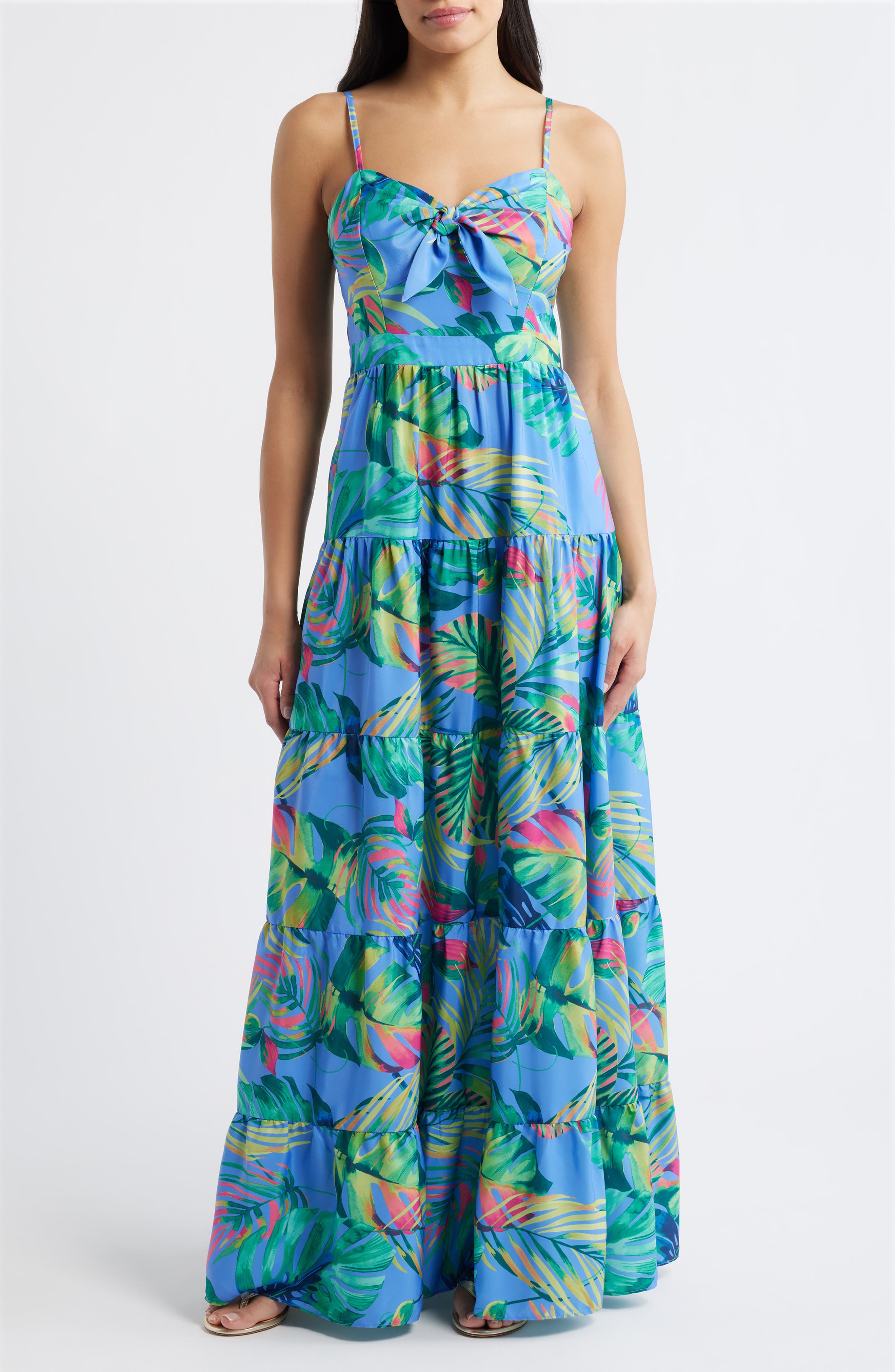 Tie Front Tiered Maxi Dress