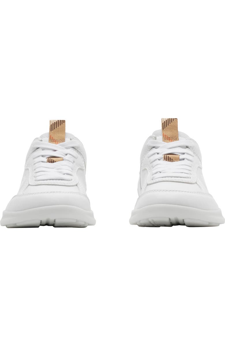 Burberry Leather Matrix Sneakers, Alternate, color, Optic White