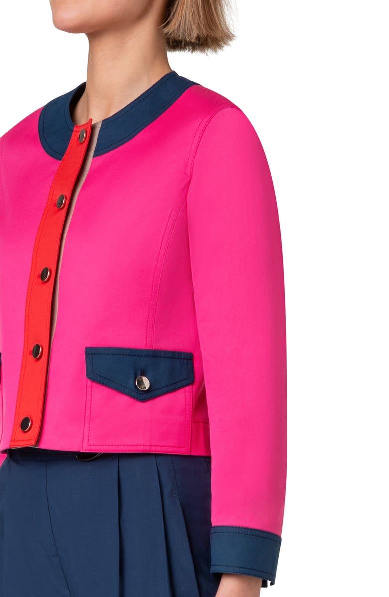 Akris punto Boxy Cotton Gabardine Jacket, Alternate, color, 