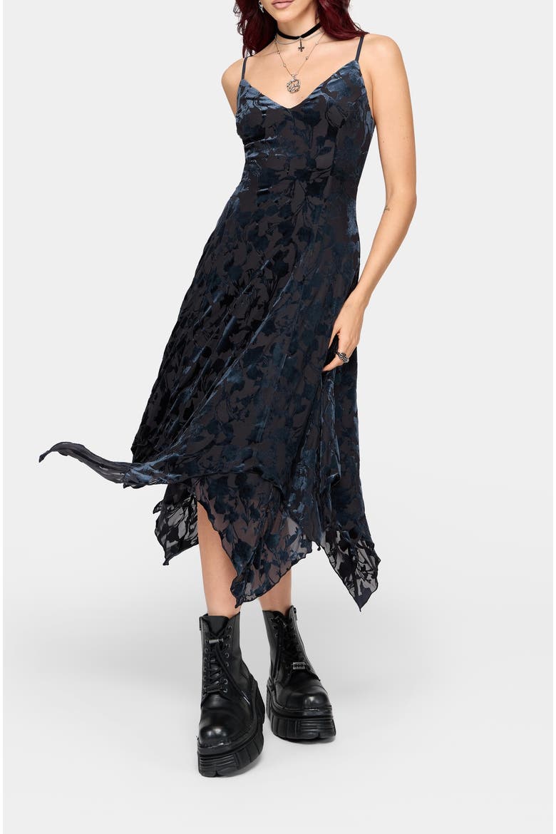 Sienna Devore Cami Midi Dress, Alternate, color, Navy