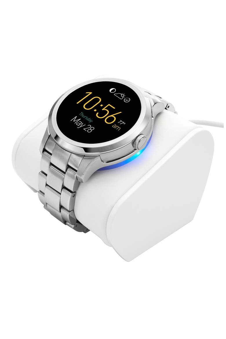 Fossil 'Fossil Q - Founder' Round Bracelet Smart Watch, 47mm, Alternate, color, SILVER/ BLACK