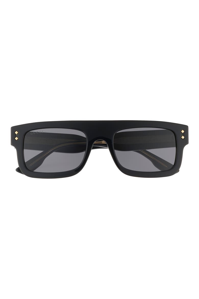 53mm Square Sunglasses, Main, color, BLACK BLACK GREY