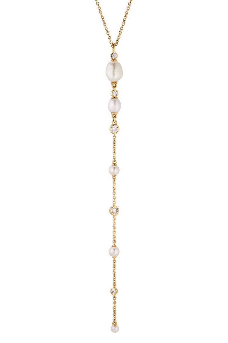 Siren Cultured Pearl Layered Y-Necklace, Main, color, GOLD