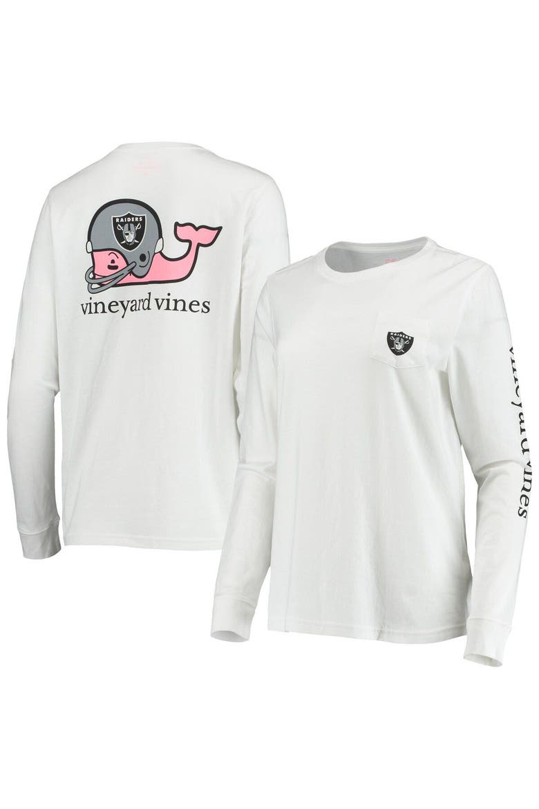 Women's Vineyard Vines White Las Vegas Raiders Helmet Long Sleeve T-Shirt, Main, color, White