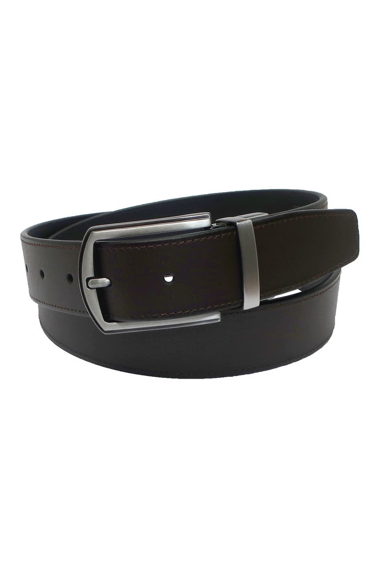 Reversible Stitched Leather Belt, Alternate, color, BROWN TO BLACK
