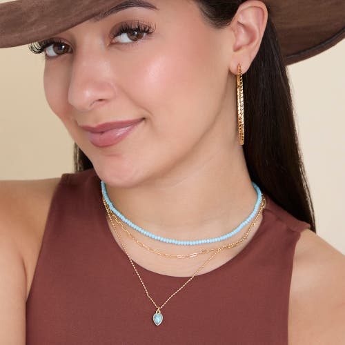 Jessica Simpson Turquoise And Blue-bead Layered Necklace In Gold