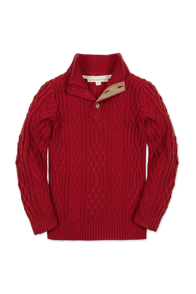 Kids' Organic Mock Neck Cable Sweater, Main, color, Red Twist Cable