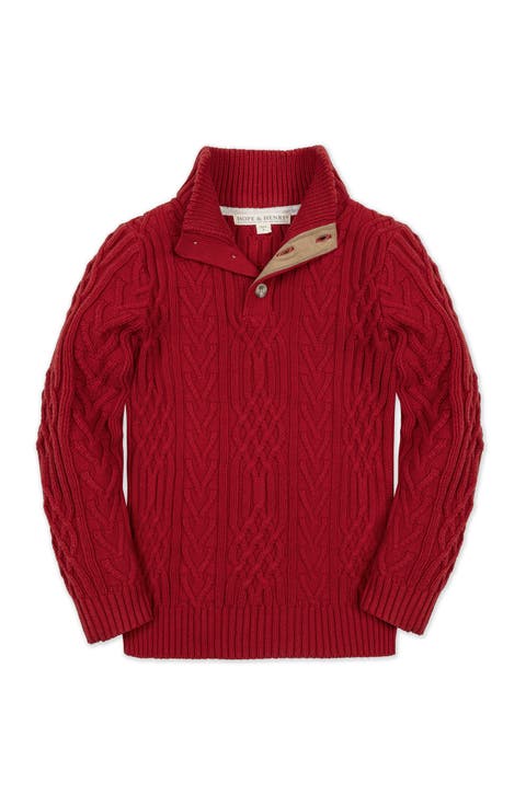 Kids' Organic Mock Neck Cable Sweater