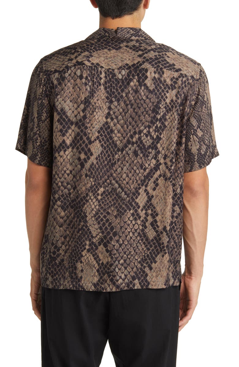 AllSaints Rattle Print Short Sleeve Button-Up Shirt, Alternate, color, 