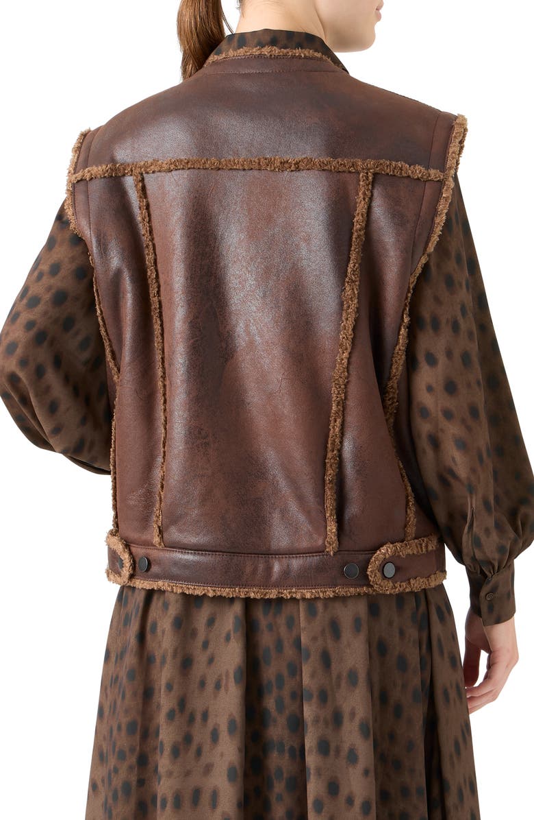 Akris punto Faux Shearling Vest, Alternate, color, Bark