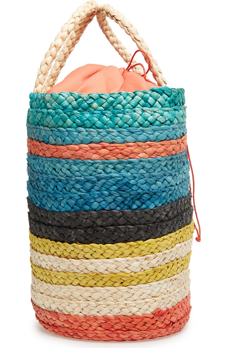 Nordstrom Stripe Woven Cornhusk Tote, Alternate, color,