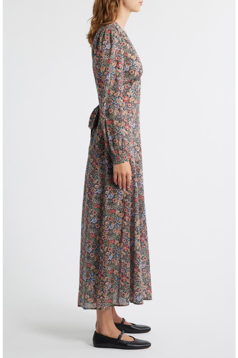 Charleston Floral Long Sleeve Cotton Maxi Dress, Alternate, color, WILD BERRY THICKET
