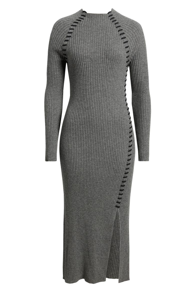 Imara Long Sleeve Rib Wool Blend Sweater Dress, Alternate, color, CHARCOAL