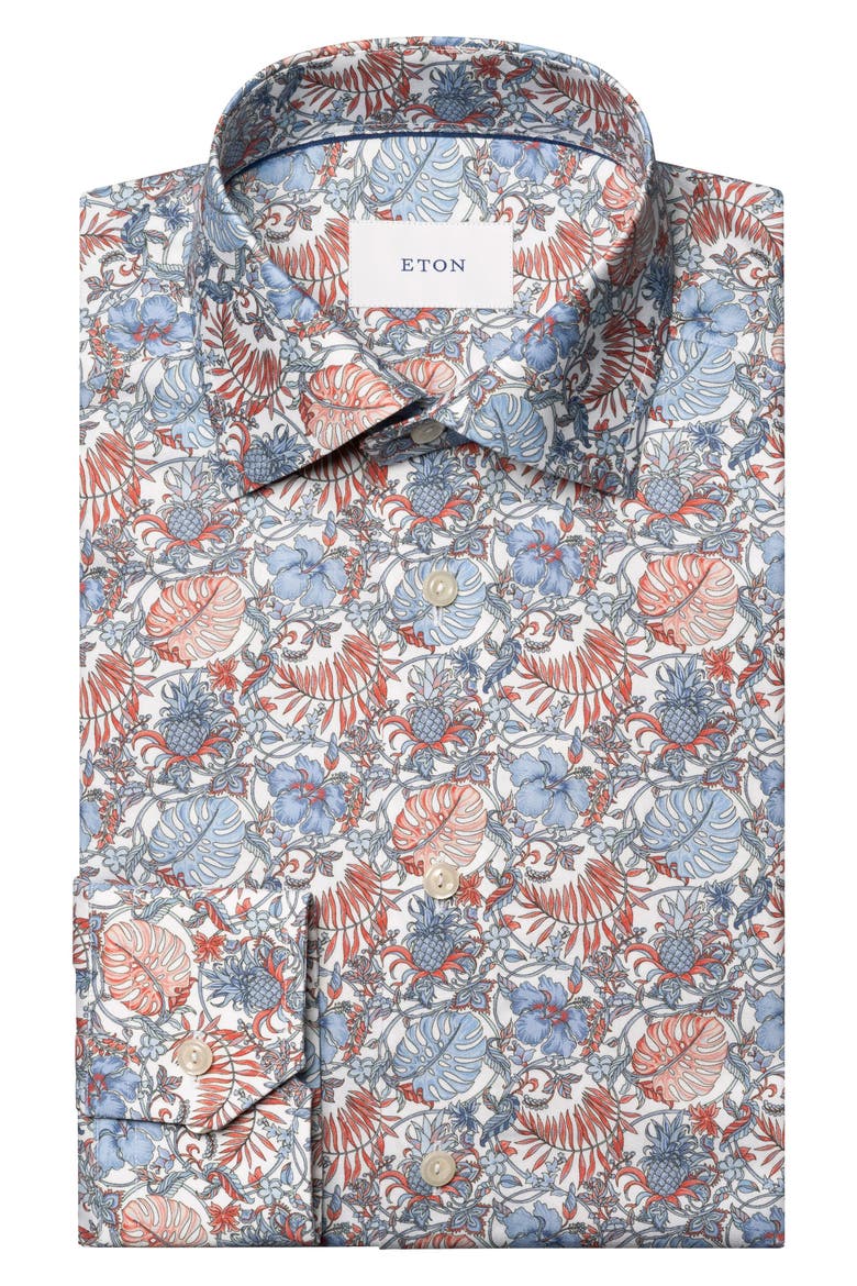 Contemporary Fit Floral Dress Shirt, Alternate, color, MEDIUM RED
