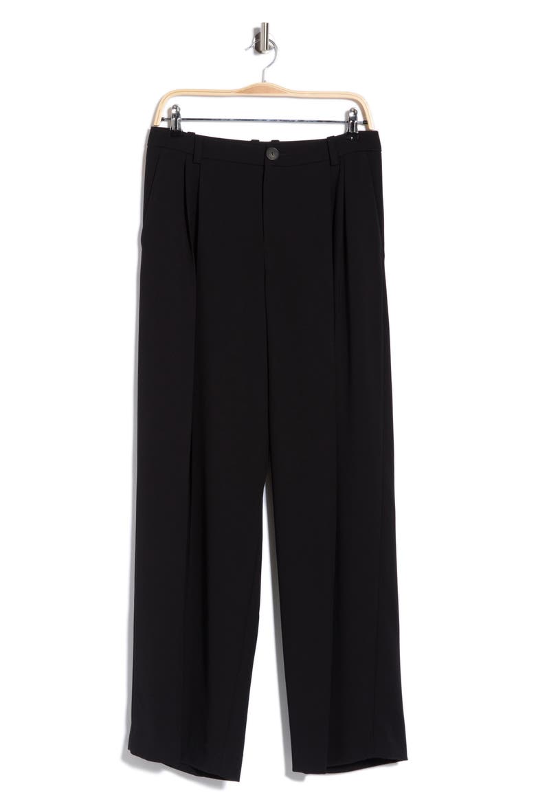 Drop Waist Pleated Trousers, Main, color, BLACK