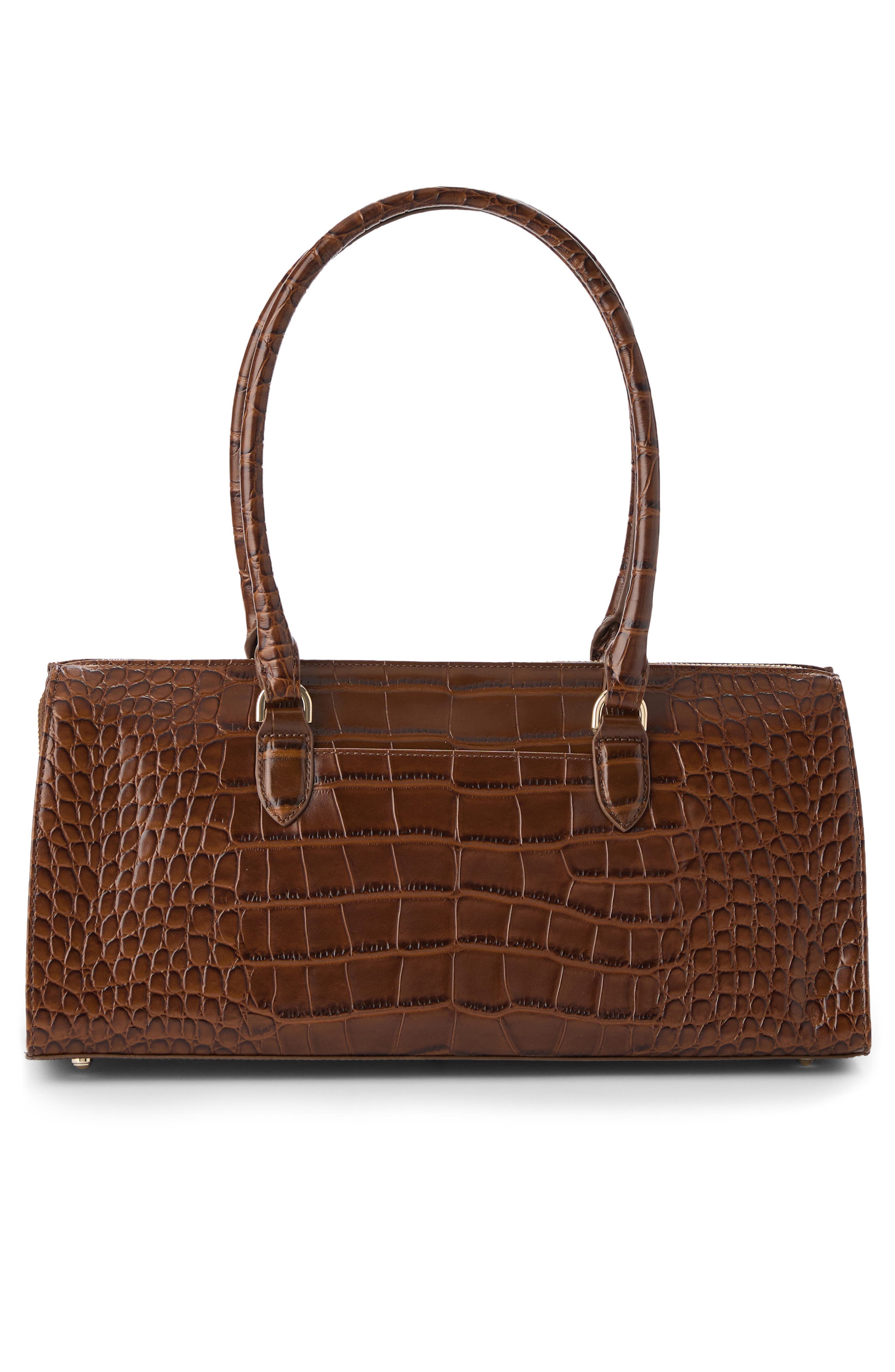 Sophia Croc Embossed Leather Satchel, Alternate, color, CINNAMON