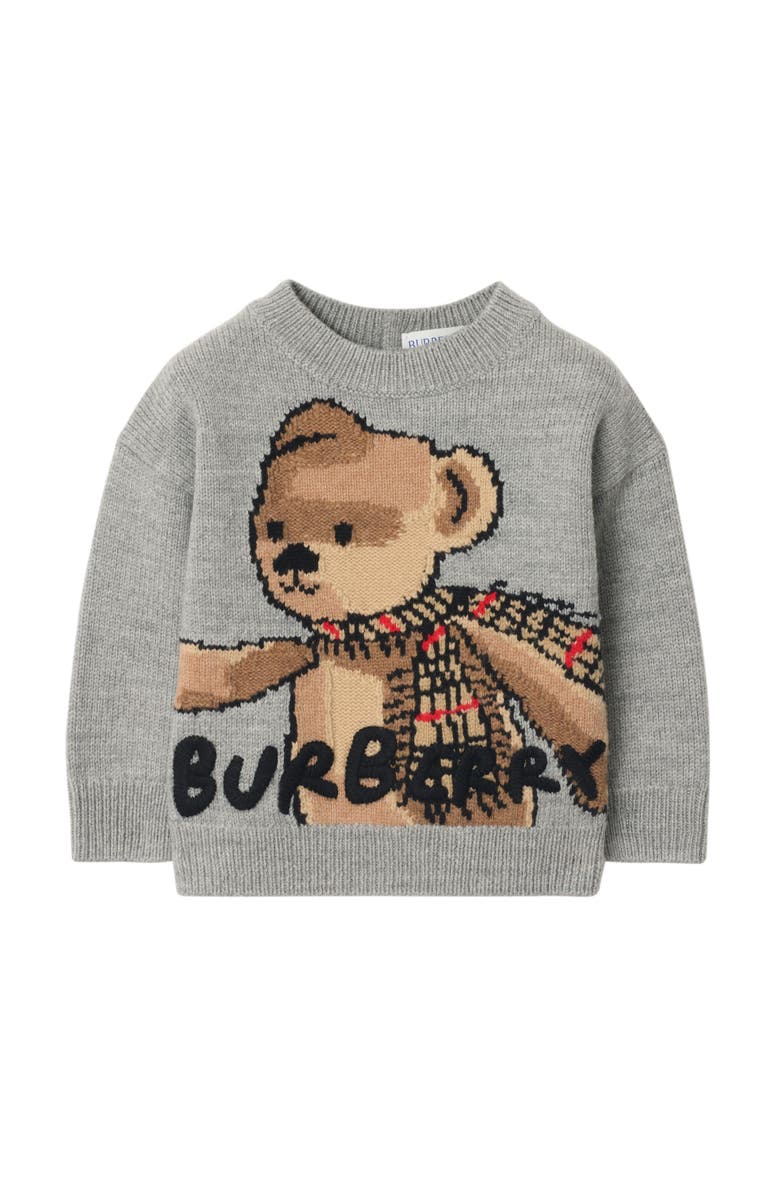 Burberry Thomas Bear Wool Sweater, Main, color, Light Grey Melange
