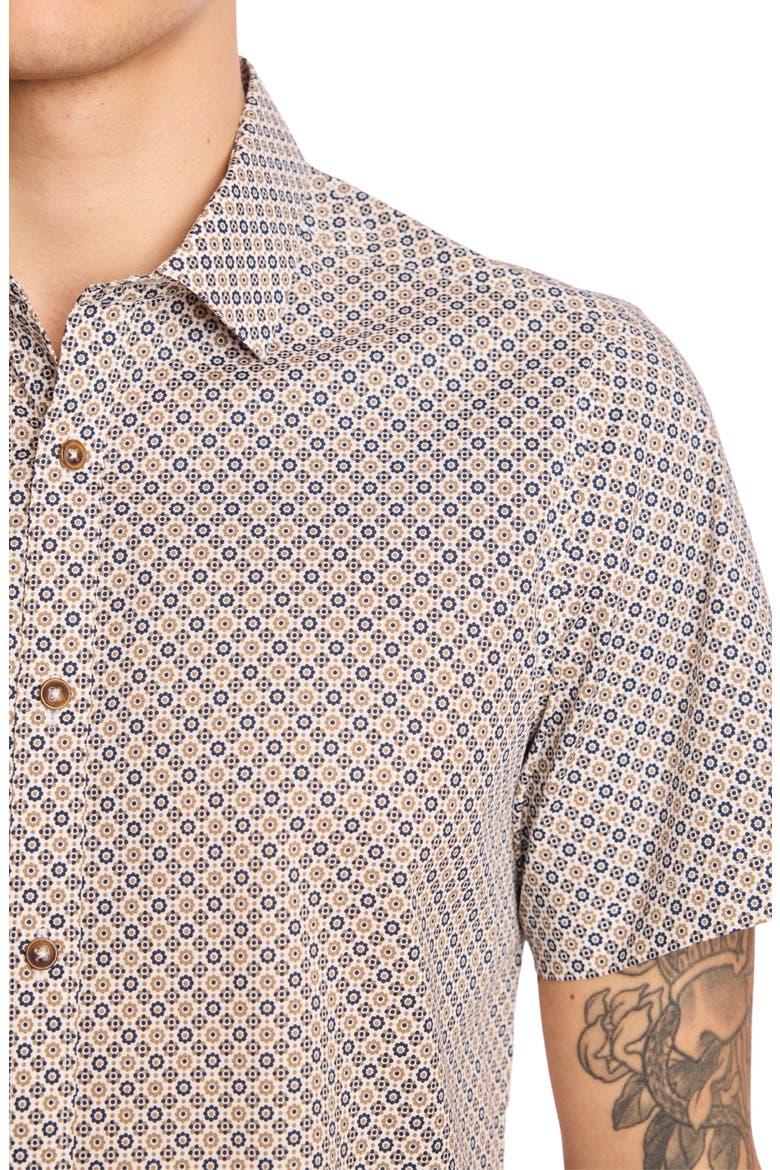 Sawyer Short Sleeve Stretch Cotton Button-Up Shirt, Alternate, color, NAVY TAN FLORAL