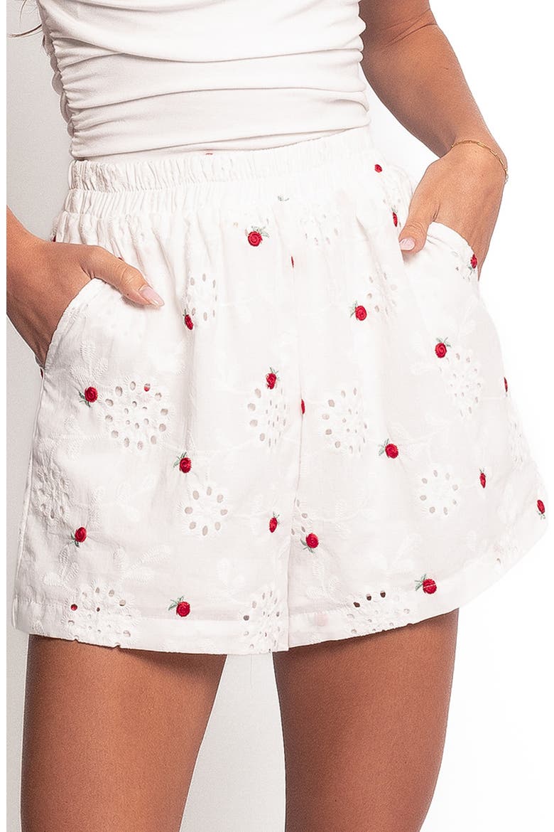 Aisha Cotton Eyelet Shorts, Main, color, WHITE