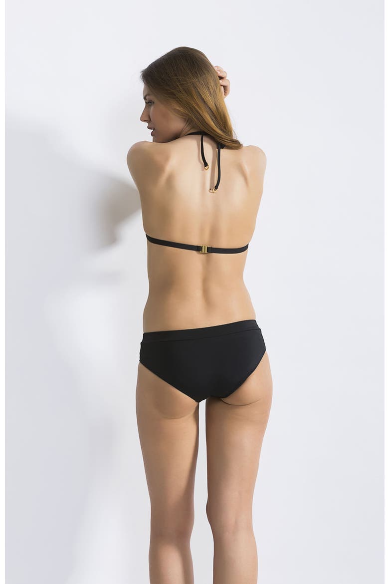 Gold-Beaded Triangle Halter Bikini Set, Alternate, color, Black