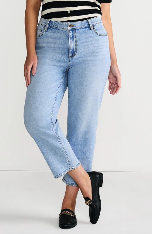 Lands' End Plus Size Soft Denim Mid Rise Relaxed Straight Crop Jeans In Animal Print