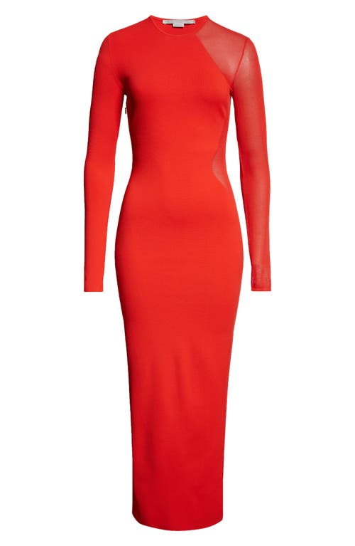 Stella Mccartney Miracle Long Sleeve Compact Knit Dress In Lipstick Red