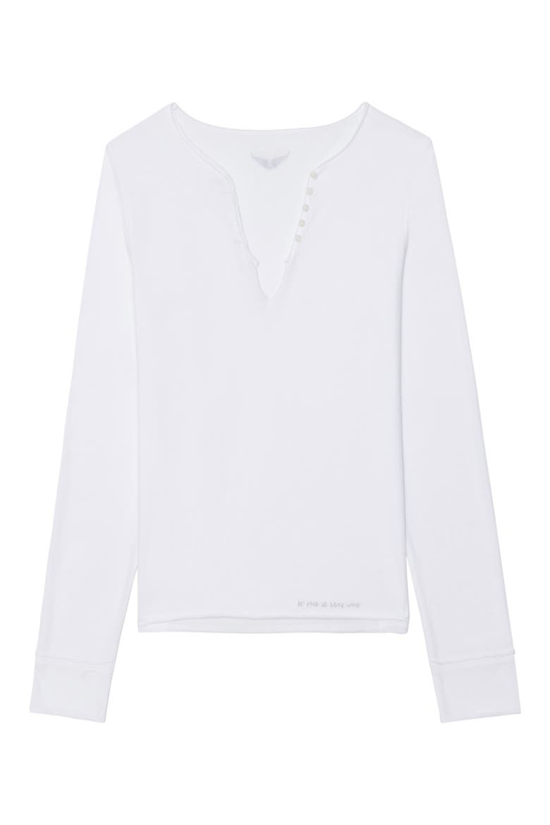 Tuni Wings Strass Long Sleeve Cotton Keyhole T-Shirt, Alternate, color, WHITE